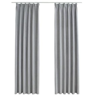 VidaXL Gordijnen verduisterend met haken 2 st 140x245 cm grijs