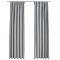 VidaXL Gordijnen verduisterend met haken 2 st 140x245 cm grijs - thumbnail