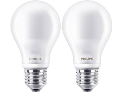 Philips LED lamp E27 7W 806Lm classic mat 2 stuks Wit Philips LED lamp E27 7W 806Lm classic mat 2 stuks Wit