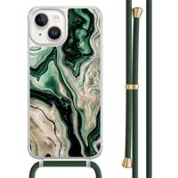 iPhone 14 hoesje met groen koord - Green waves - thumbnail