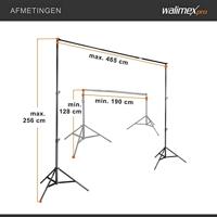 Walimex pro Achtergrondsysteem XXL, 190-465 cm, extreem stabiele en grote professionele achtergrondset voor studio en mobiel, voor fotografie, video en groen scherm, papierstof, vinyl & canvas, hoogte - thumbnail
