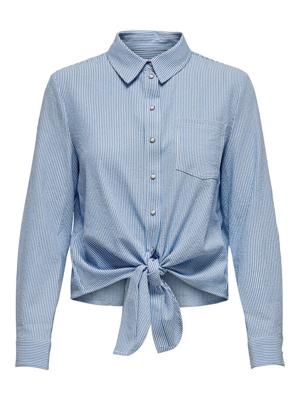 Only Onllecey Ls Knot Shirt Noos Wvn 15195910 Blouse Cloud Dancer Medium Blue