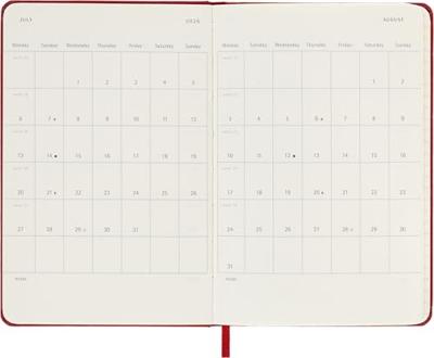 Moleskine 12 Monate Wochen Notizkalender 2026, Pocket/A6, 1 Wo = 1 Seite, rechts linierte Seite, Fester Einband, Scharlachrot