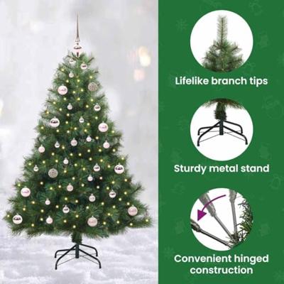 Kunstkerstboom met 150 LED met standaard Groen 150 cm PE en PVC