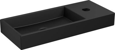 Fontein Clou Mini Wash Me 45x19x6cm Keramiek Mat Zwart (Met Kraangat Rechts)