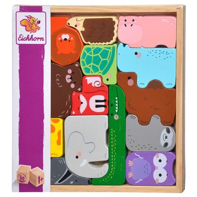 Eichhorn houten dieren vormen in houten box, 14dlg.