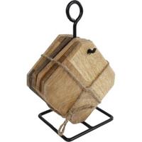 Gifts Amsterdam onderzetters set Karin 19 cm hout 5 stuks - thumbnail