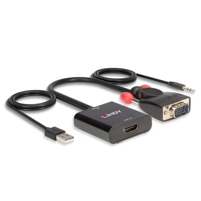 LINDY VGA Adapter [1x VGA-stekker, Jackplug male 3,5 mm - 1x HDMI-bus, USB 3.2 Gen 1 bus A (USB 3.0)] 38284