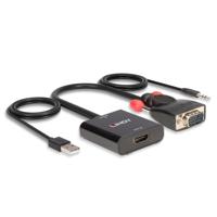 Lindy 38284 video kabel adapter VGA (D-Sub) + 3.5mm HDMI + 3.5mm Zwart - thumbnail