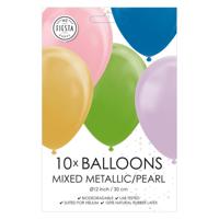 Globos Ballonnen metallic pearl mix kleuren 30cm, 10st. - thumbnail