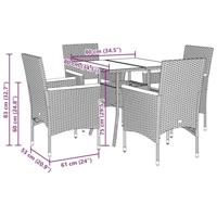 5-delige Tuinset met kussens poly rattan en glas beige - thumbnail