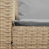 Tuinbank met kussens poly rattan beige - thumbnail