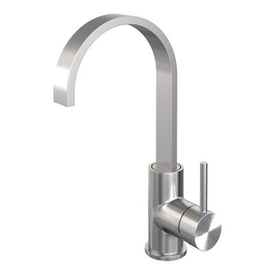 Wastafelmengkraan Brauer Brushed Edition Coldstart Opbouw Hoog Plat Gebogen Ronde Hendel Geborsteld RVS PVD Brauer Wastafelmengkraan Brauer Brushed Edition Coldstart Opbouw Hoog Plat Gebogen Ronde Hendel Geborsteld RVS PVD Brauer
