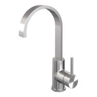 Wastafelmengkraan Brauer Brushed Edition Coldstart Opbouw Hoog Plat Gebogen Ronde Hendel Geborsteld RVS PVD Brauer - thumbnail