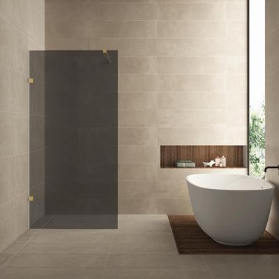 Inloopdouche Wiesbaden Less 100x200 cm 8 mm Nano Rookglas Geborsteld Messing