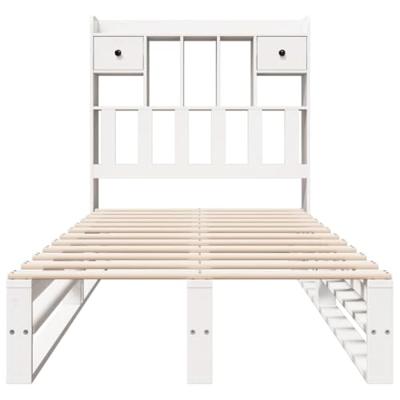 Bed met boekenkast zonder matras grenenhout wit 90x190 cm