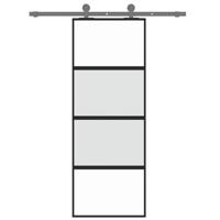 VidaXL Schuifdeur 76x205 cm gehard glas en aluminium zwart - thumbnail