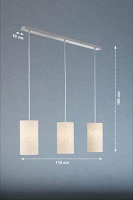 Fischer & Honsel 3-licht hanglampThor met zandkleur linnen - 60584