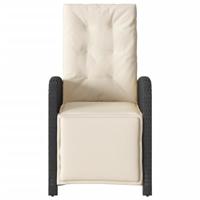 Tuinstoel verstelbaar met voetensteun poly rattan zwart - thumbnail