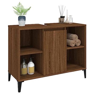 Wastafelkast 80x33x60 cm bewerkt hout bruineikenkleurig Wastafelkast 80x33x60 cm bewerkt hout bruineikenkleurig