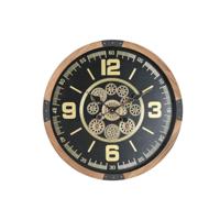 Muurklok Home ESPRIT Zwart Natuurlijk Kristal Dennenhout Loft 63,5 X 8 X 63,5 CM - thumbnail