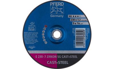 PFERD TOOLS 62223628 E 230-7 ZIRKON SG CAST+STEEL Afbraamschijf gebogen Diameter 230 mm Boordiameter 22.23 mm Grijs/grauw sferoïdisch gietijzer, Staal, Gegoten