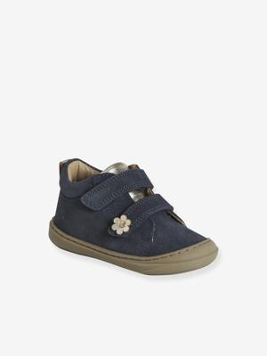 Soepele leren laarsjes voor de eerste stapjes van baby's marineblauw