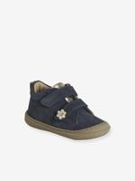 Soepele leren laarsjes voor de eerste stapjes van baby's marineblauw - thumbnail