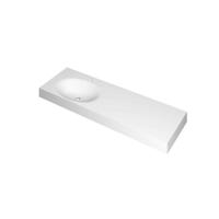 INK Smooth Wastafel Polystone Links met 1 Kraangat - 1400x450x90 mm - Mat Wit - thumbnail