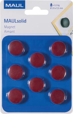 MAUL magneet Solid, 20 mm, trekkracht 300 gr, blister van 8 stuks, rood MAUL magneet Solid, 20 mm, trekkracht 300 gr, blister van 8 stuks, rood