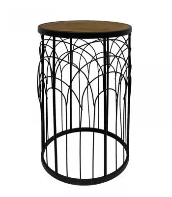 Bijzettafel Hout en Metaal H60cm Ø40cm