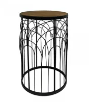 Bijzettafel Hout en Metaal H60cm Ø40cm - thumbnail