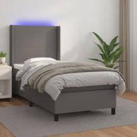Boxspring met matras en LED kunstleer grijs 80x200 cm - thumbnail