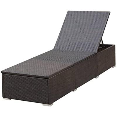 Ligbed met crmewit kussen poly rattan bruin Ligbed met crmewit kussen poly rattan bruin