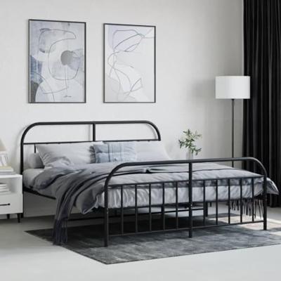 Bedframe met voetbord zonder matras metaal zwart 180x200 cm