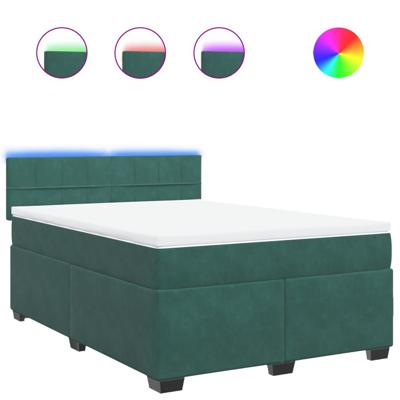 Boxspring met matras fluweel donkergroen 140x190 cm