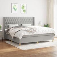 Boxspring met matras stof lichtgrijs 200x200 cm - thumbnail