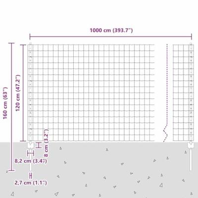 VidaXL Hek met paal groen 1,2 x 10 m staal