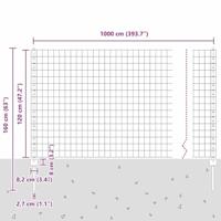 VidaXL Hek met paal groen 1,2 x 10 m staal - thumbnail
