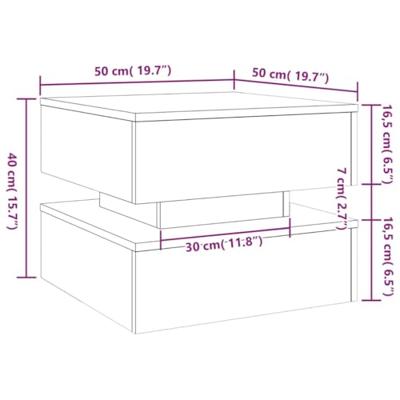 Salontafel met LED-verlichting 50x50x40 cm oud houtkleurig