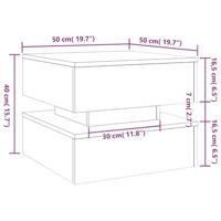 Salontafel met LED-verlichting 50x50x40 cm oud houtkleurig - thumbnail