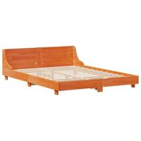 Bedframe zonder matras massief grenenhout wasbruin 150x200 cm - thumbnail
