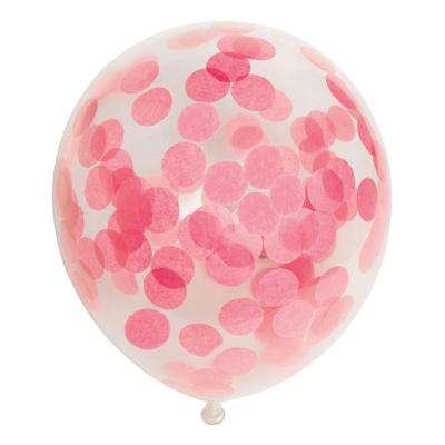 Globos Confetti ballonnen papieren confetti baby roze 30cm, 6st.