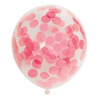 Globos Confetti ballonnen papieren confetti baby roze 30cm, 6st. - thumbnail