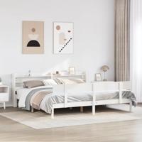 Bedframe zonder matras massief grenenhout wit 200x200 cm - thumbnail