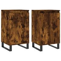 Dressoirs 2 st 40x35x70 cm bewerkt hout gerookt eikenkleurig - thumbnail