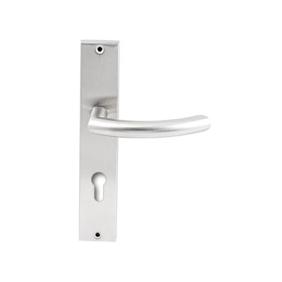 Hardbrass Deurkruk Helsinki op rechthoekig langschild profielcilindergat 72mm - RVS Hardbrass Deurkruk Helsinki op rechthoekig langschild profielcilindergat 72mm - RVS