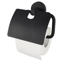 Haceka Kosmos toiletrolhouder met klep 14,3x5x12,9cm zwart - thumbnail