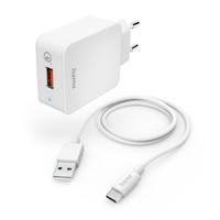 Hama Snellader Met Oplaadkabel USB-C Qualcomm® 19,5 W 1,5 M Wit - thumbnail