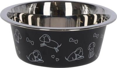 Voederbak rvs zwart met motief 900ml